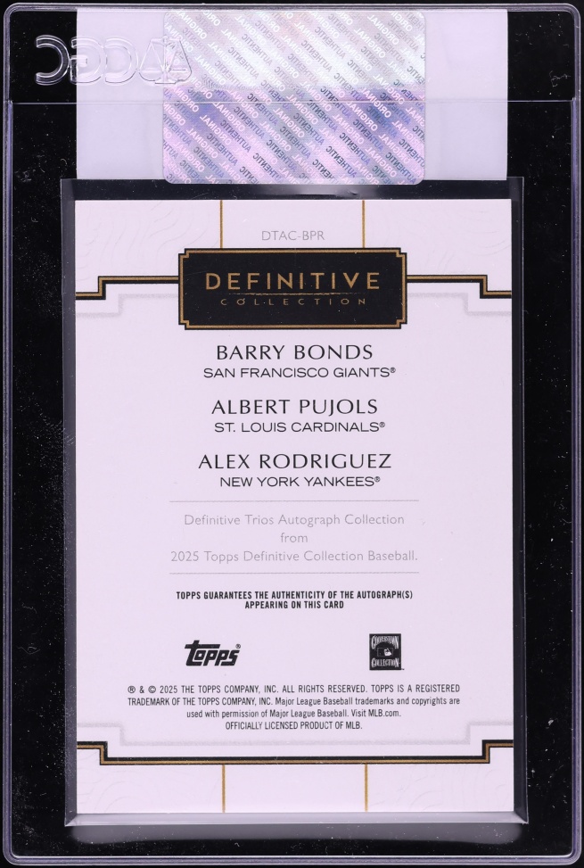 2025 Topps Definitive Collection Barry Bonds Albert Pujols Alex Rodriguez AUTO /25 CGC AUTH