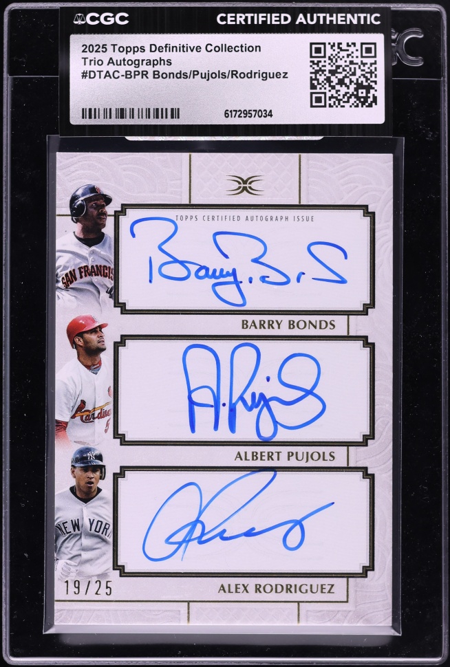 2025 Topps Definitive Collection Barry Bonds Albert Pujols Alex Rodriguez AUTO /25 CGC AUTH