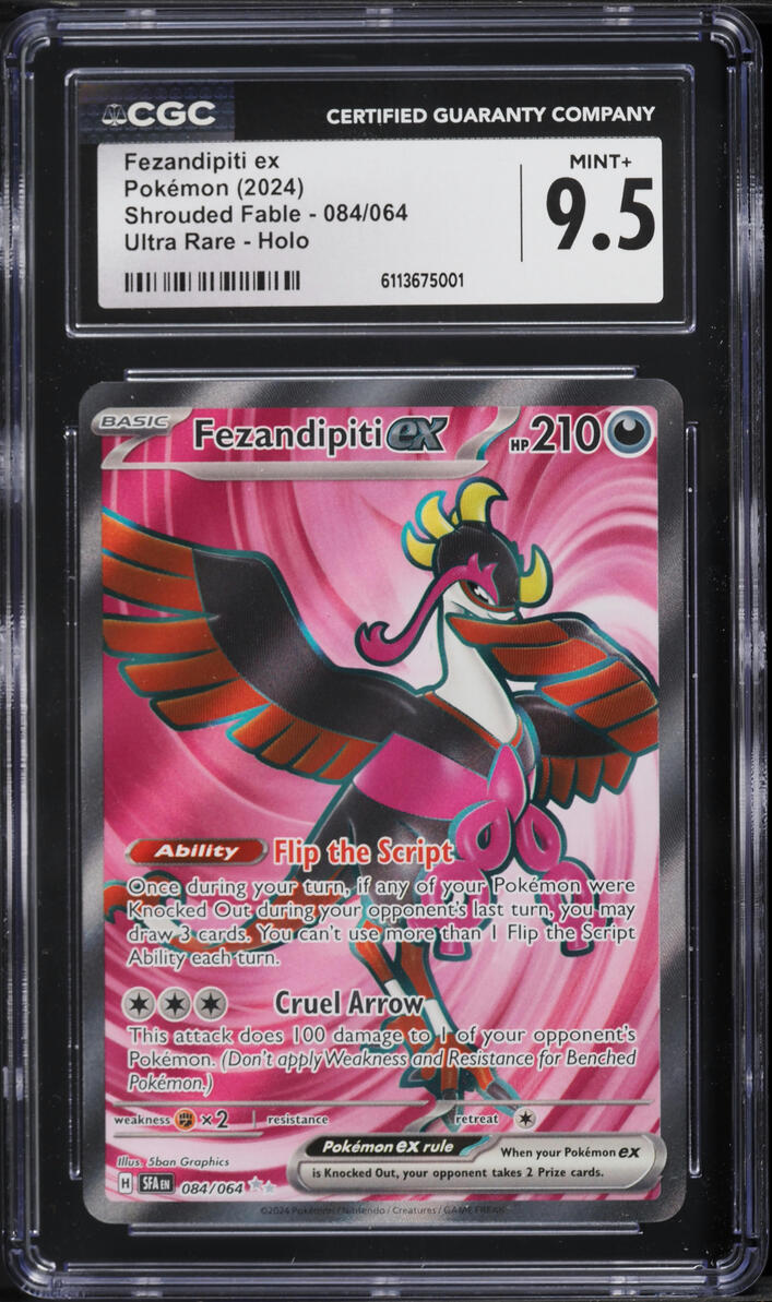 2024 Pokemon Scarlet & Violet Shrouded Fable Full Art Fezandipiti ex #84 CGC 9.5 MINT+