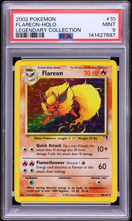 2002 Pokemon Legendary Collection Holo Flareon #10 PSA 9 MINT