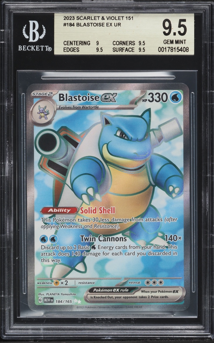 2023 Pokemon Scarlet & Violet 151 Full Art Blastoise ex #184 BGS 9.5 GEM MINT