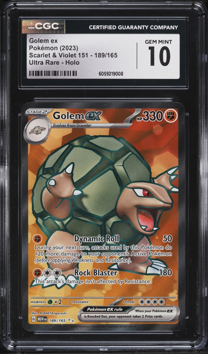 2023 Pokemon Scarlet & Violet 151 Full Art Golem ex #189 CGC 10 GEM MINT