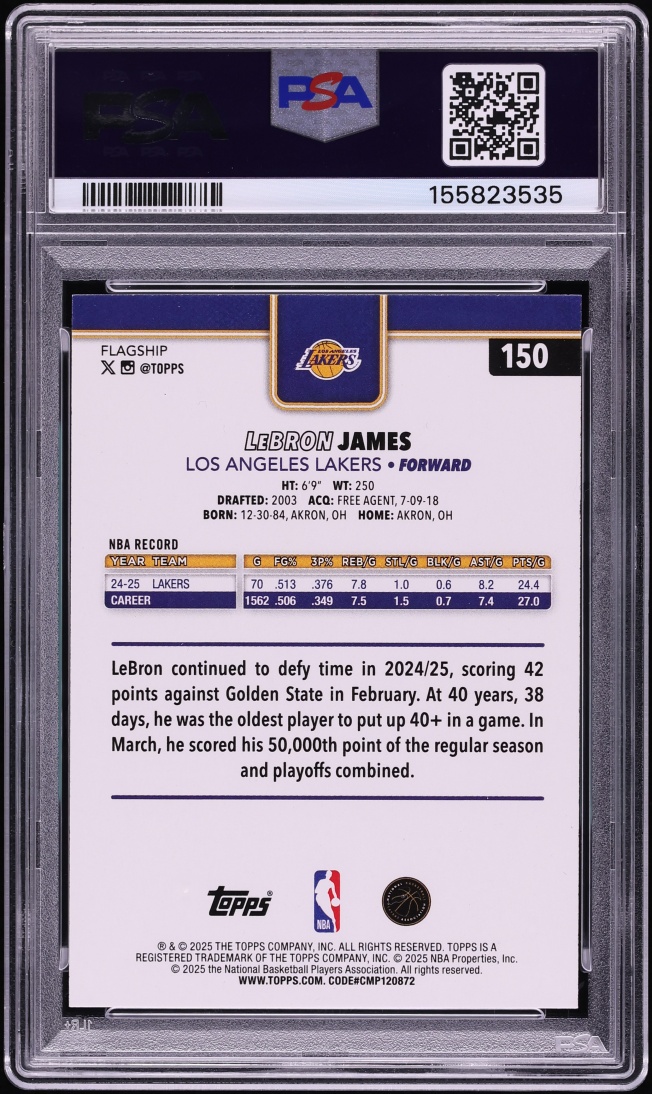 2025 Topps Basketball LeBron James #150 PSA 10 GEM MINT