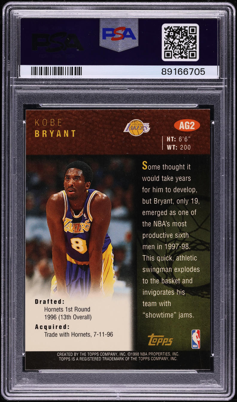1998 Topps Certified Kobe Bryant AUTO DNA 10 #AG2 PSA 9 MINT