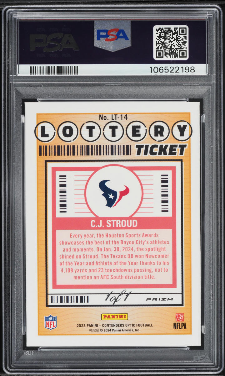 2023 Panini Contenders Optic Lottery Gold Vinyl C.J. Stroud ROOKIE 1/1 PSA 8