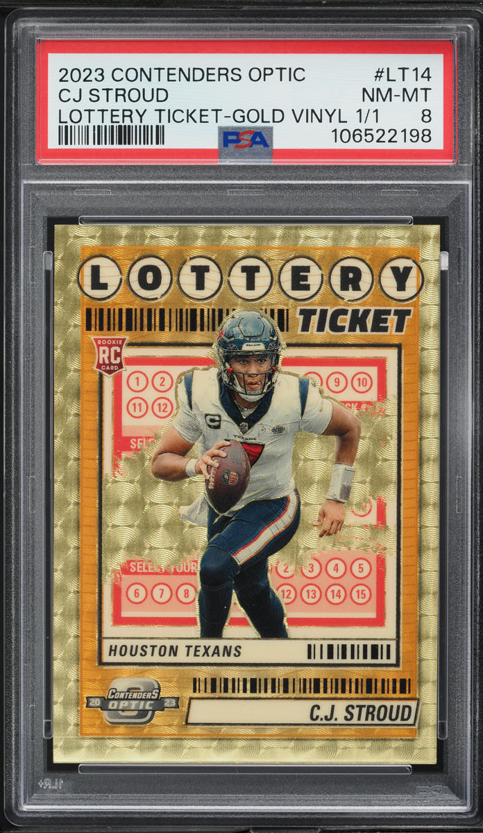 2023 Panini Contenders Optic Lottery Gold Vinyl C.J. Stroud ROOKIE 1/1 PSA 8