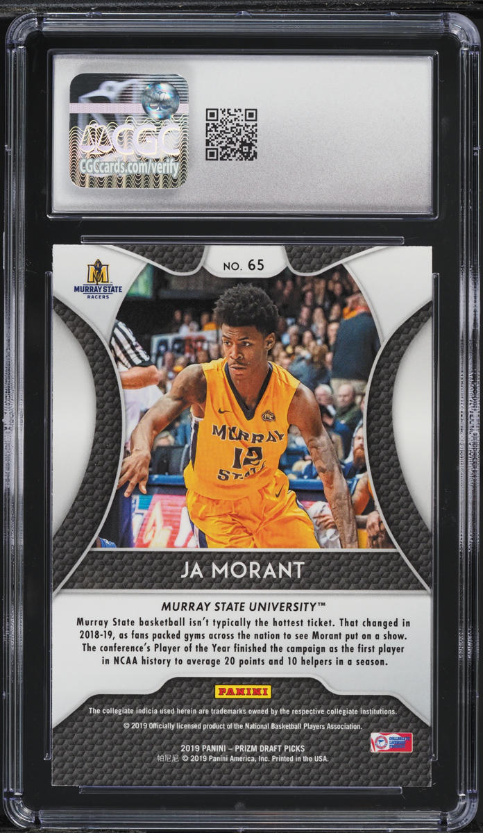 2019 Panini Prizm Draft Picks Ja Morant ROOKIE #65 CGC 9 MINT