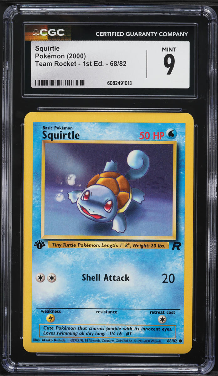2000 Pokemon Team Rocket 1st Edition Squirtle #68 CGC 9 MINT