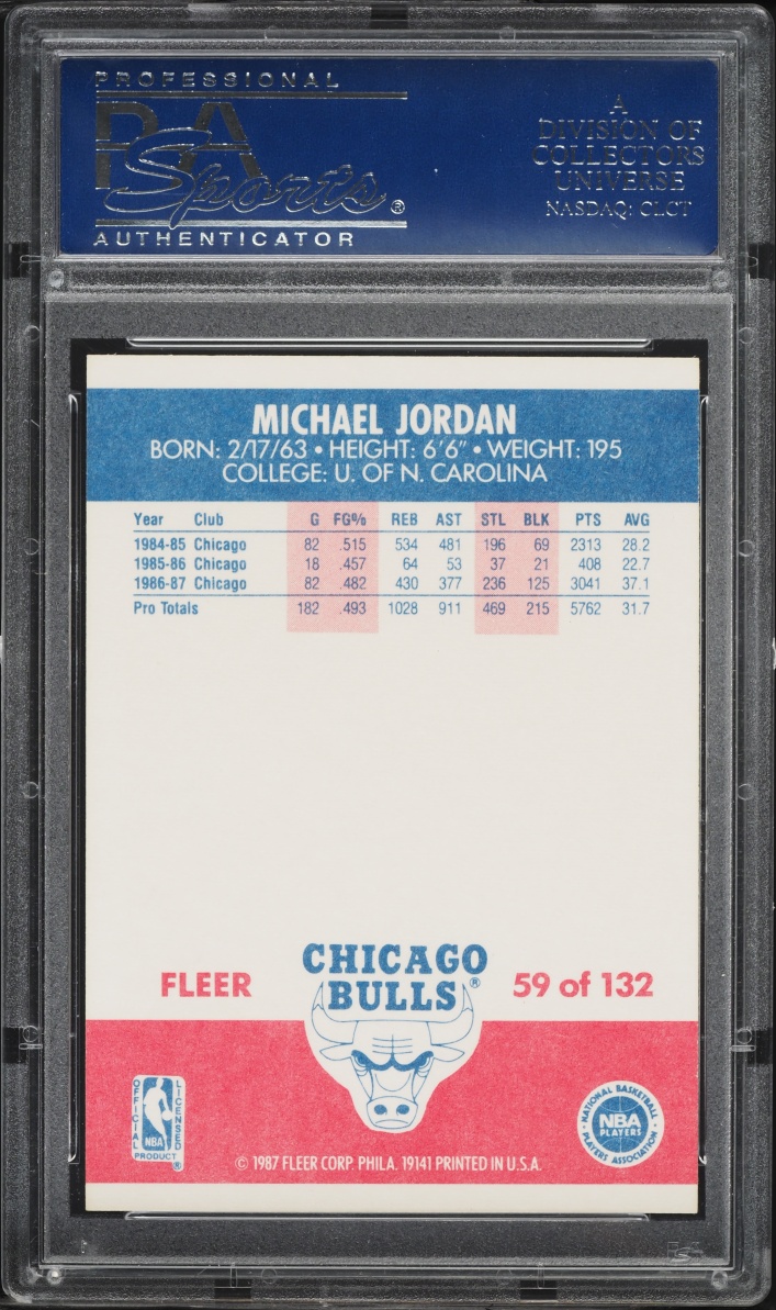 1987 Fleer Basketball Michael Jordan #59 PSA 9 MINT