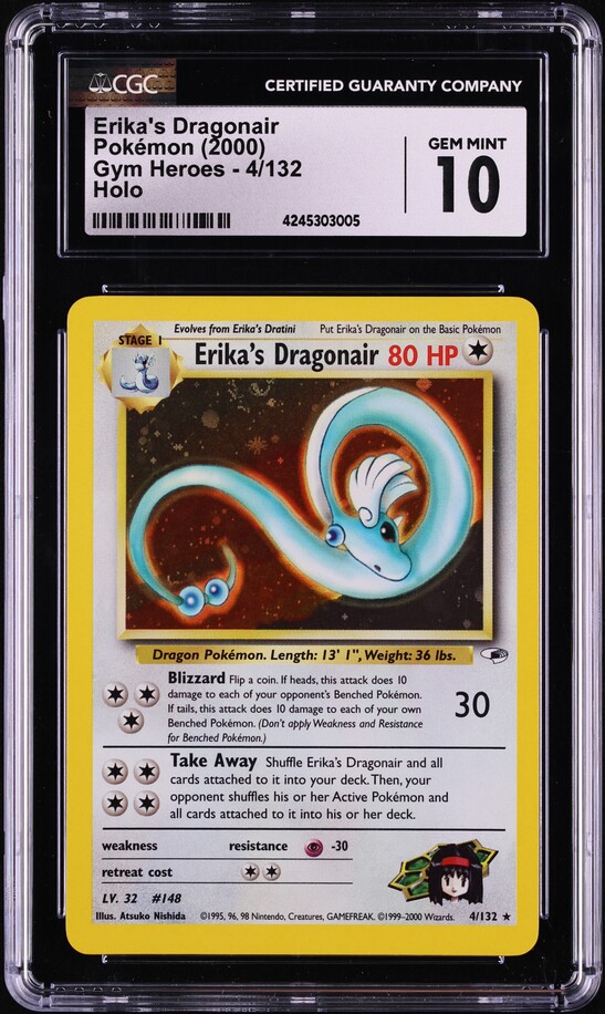 2000 Pokemon Gym Heroes Holo Erika's Dragonair #4 CGC 10 GEM MINT