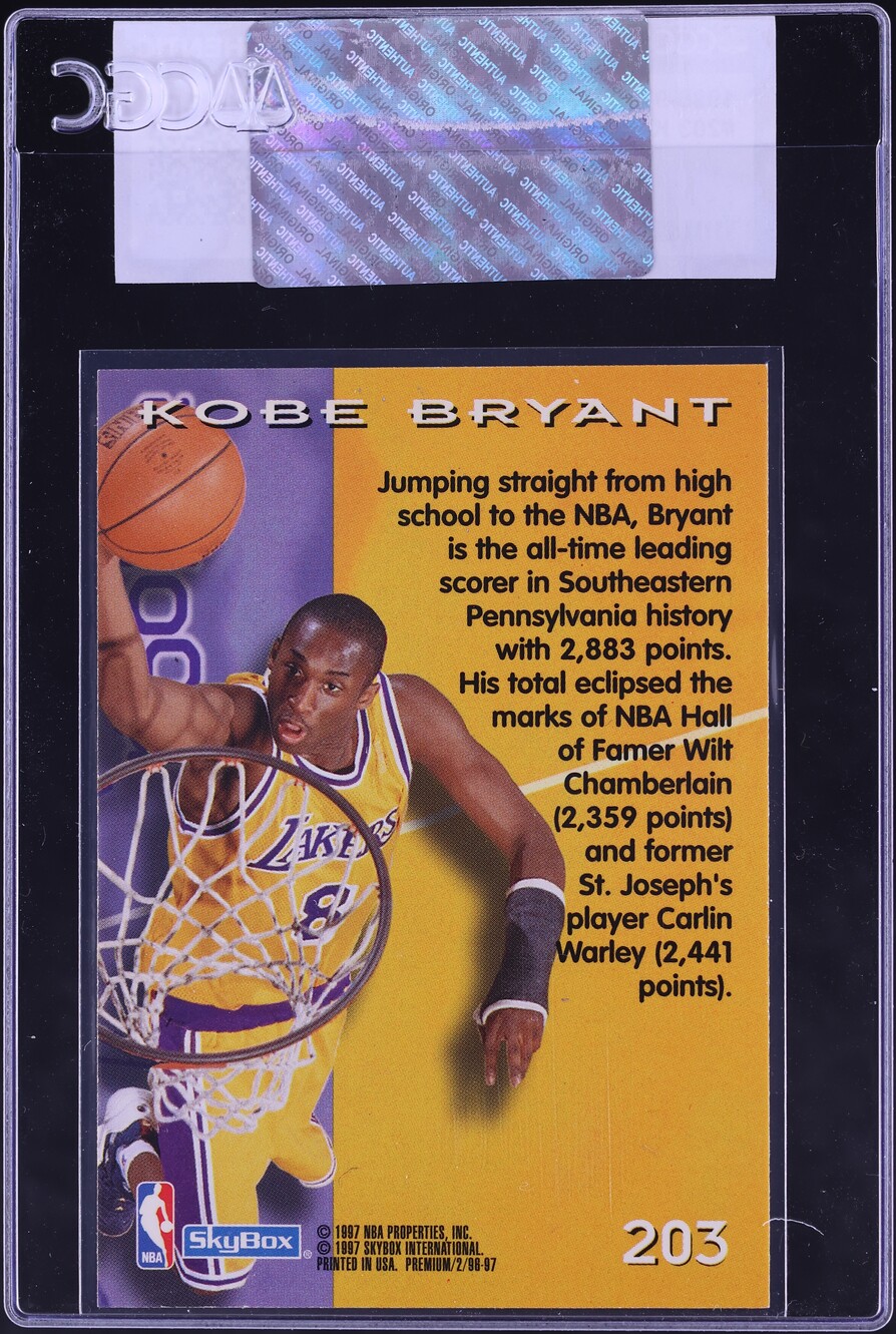 1996 Skybox Premium Kobe Bryant ROOKIE #203 CGC AUTH