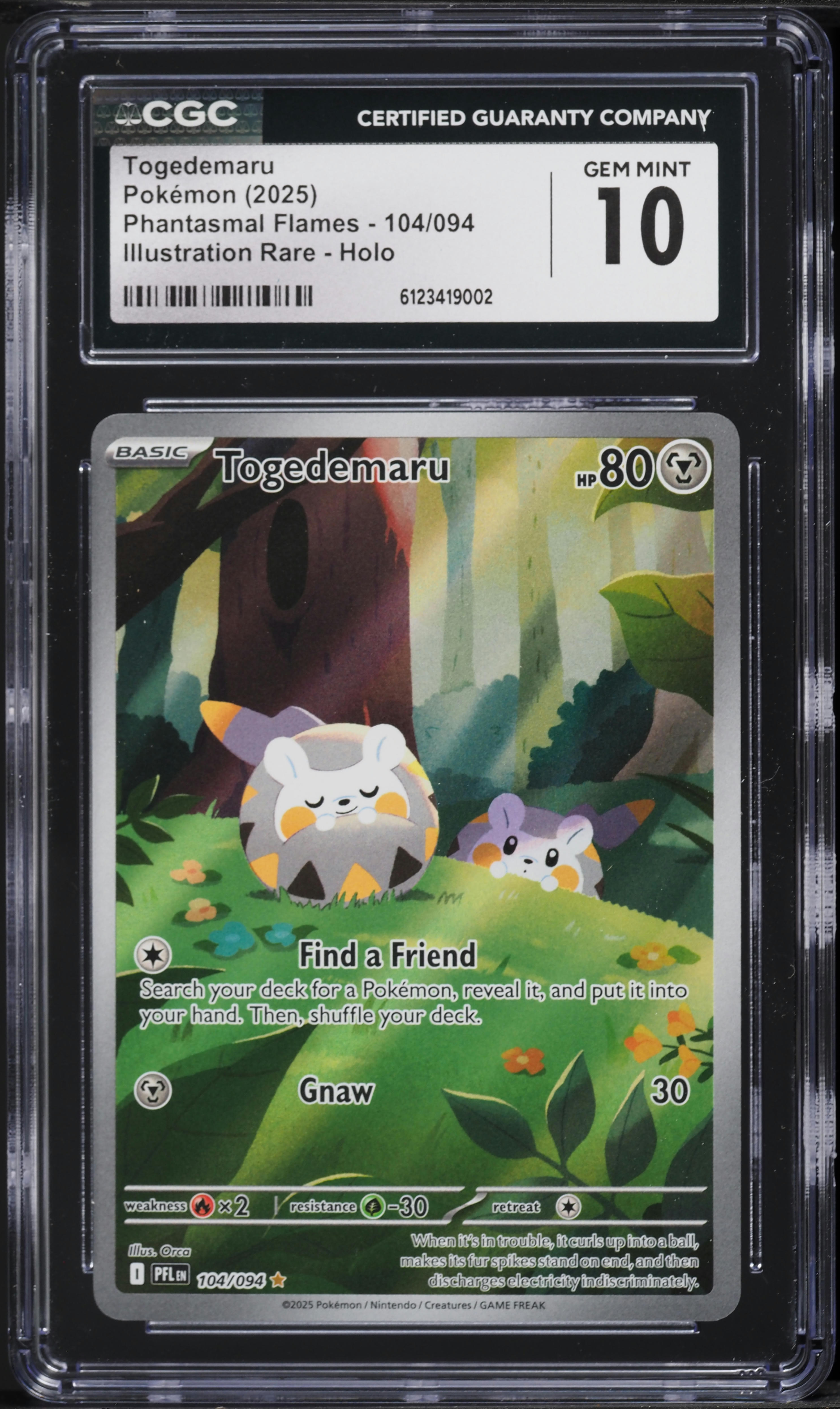 2025 Pokemon Mega Evolution Phantasmal Flames IR Togedemaru #104 CGC 10 GEM MINT