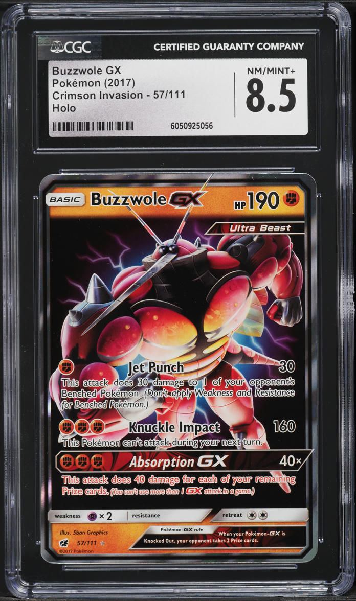 2017 Pokemon SM Crimson Invasion Holo Buzzwole GX #57 CGC 8.5 NM-MT+