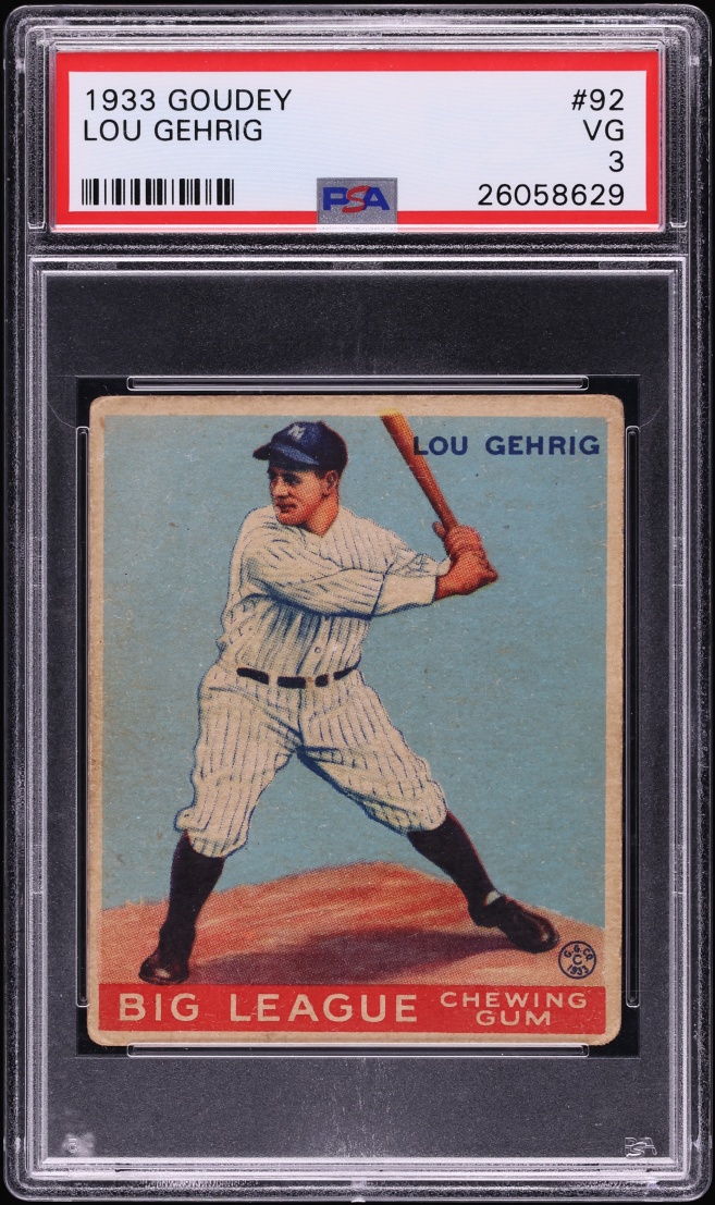 1933 Goudey Lou Gehrig #92 PSA 3 VG