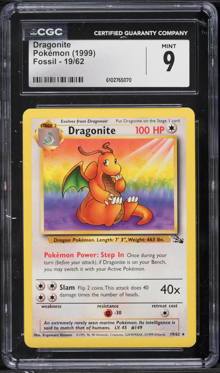 1999 Pokemon Fossil Dragonite #19 CGC 9 MINT