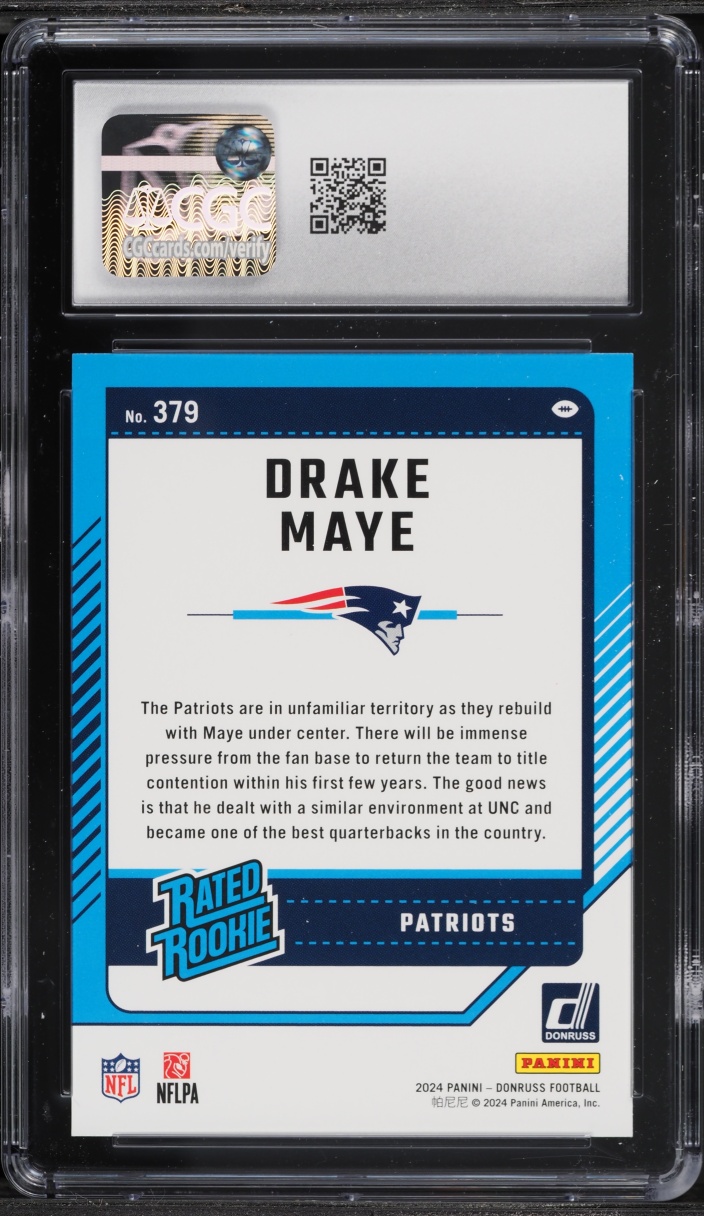 2024 Donruss Football Drake Maye ROOKIE #379 CGC 10 GEM MINT