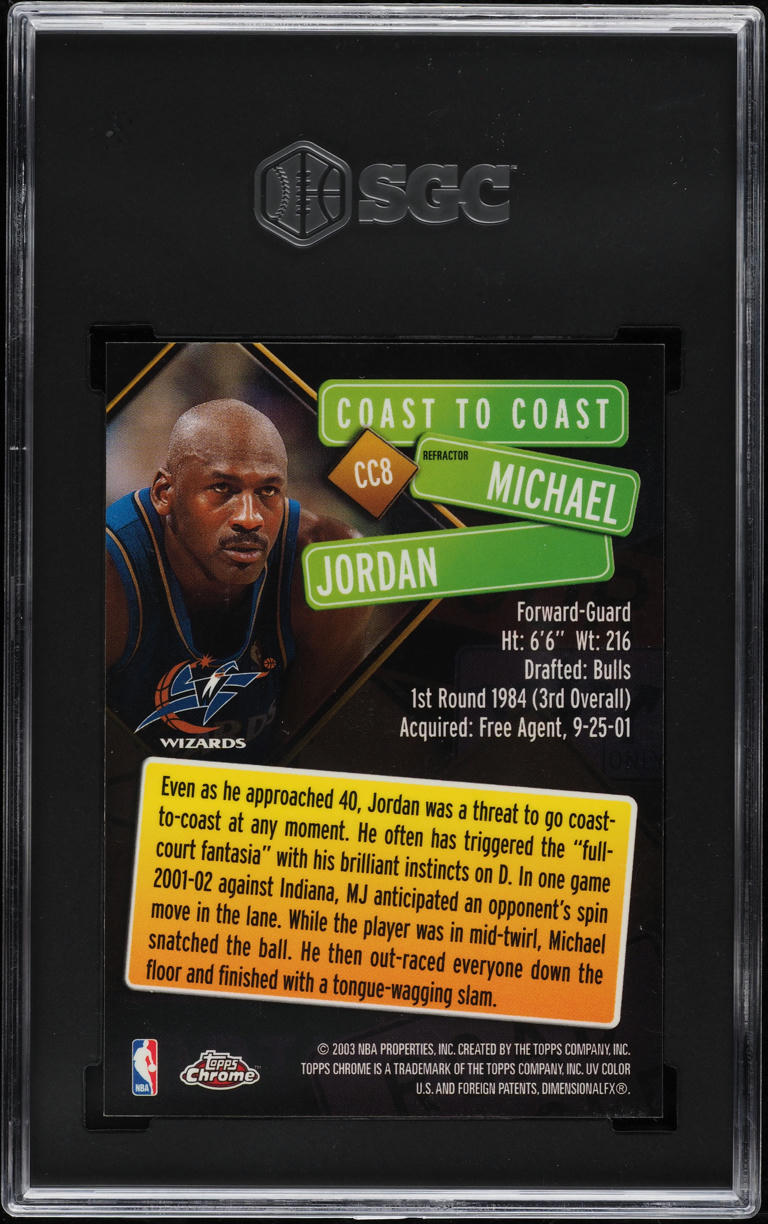 2002 Topps Chrome Coast To Coast Refractor Michael Jordan #CC8 SGC 7 NRMT