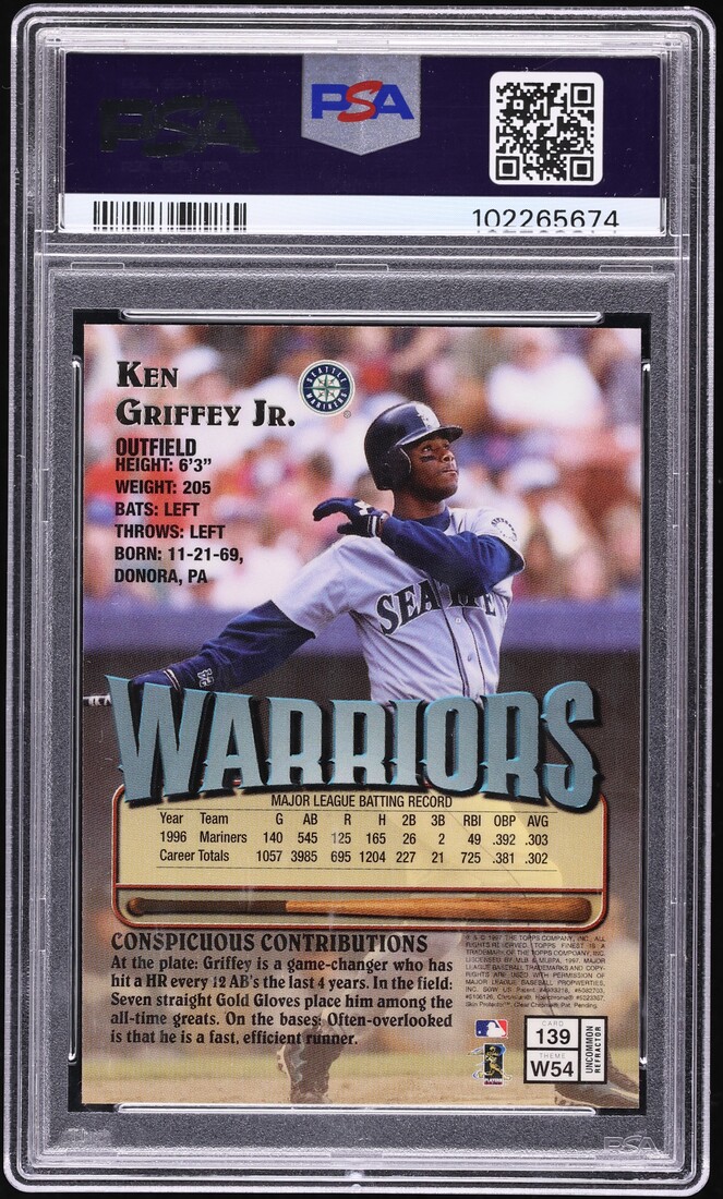 1997 Finest Embossed Refractor Ken Griffey Jr. #139 PSA 10 GEM MINT - Photo 2