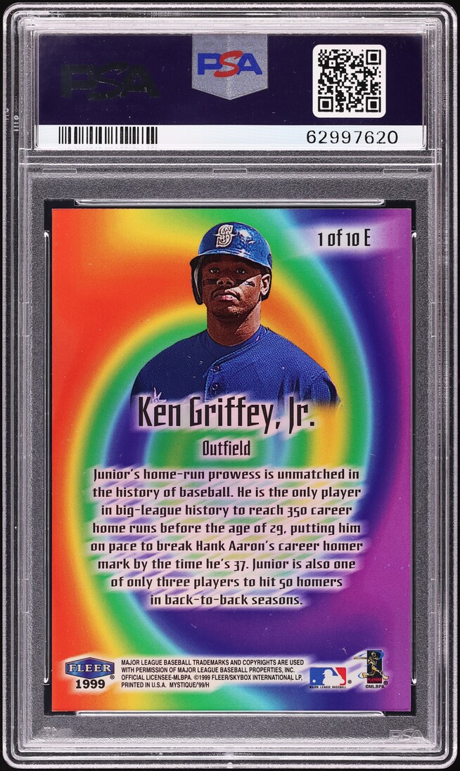 1999 Fleer Mystique Established Ken Griffey Jr. /100 #1 PSA 9 MINT - Photo 2