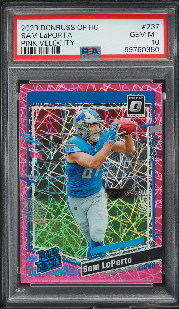 2023 Donruss Optic Pink Velocity Sam LaPorta ROOKIE /79 #237 PSA 10 GEM MINT