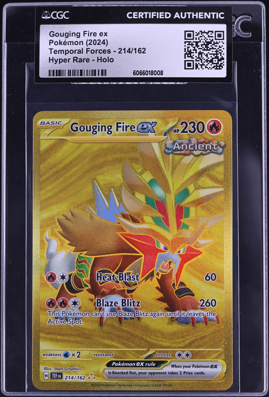 2024 Pokemon SV Temporal Forces Full Art Gouging Fire ex #214 CGC AUTH