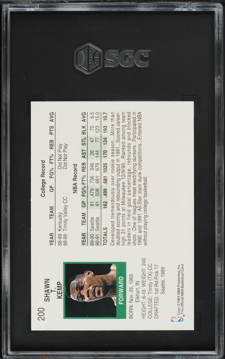 1991 Hoops Shawn Kemp #200 SGC 9 MINT