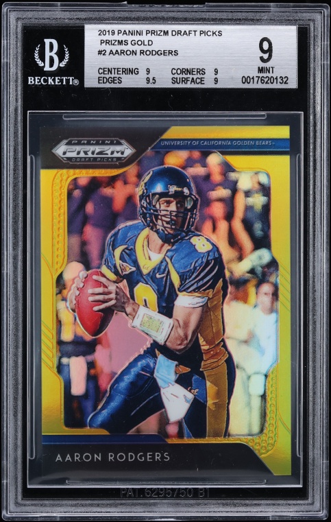 2019 Panini Prizm Draft Picks Gold Aaron Rodgers 10/10 #2 BGS 9 MINT