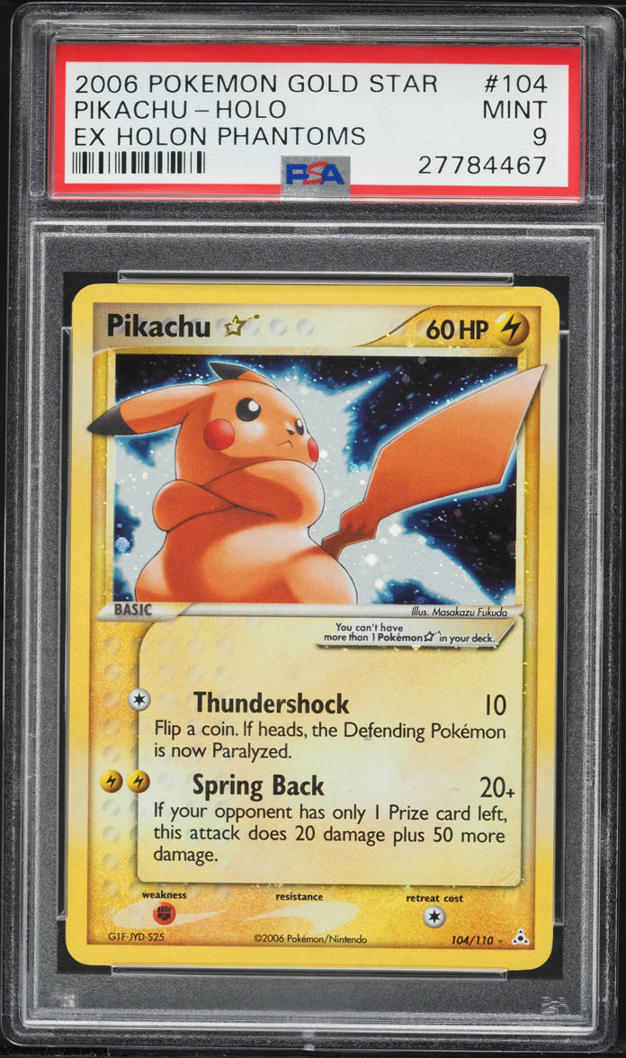 2006 Pokemon EX Holon Phantoms Holo Pikachu Gold Star #104 PSA 9 MINT