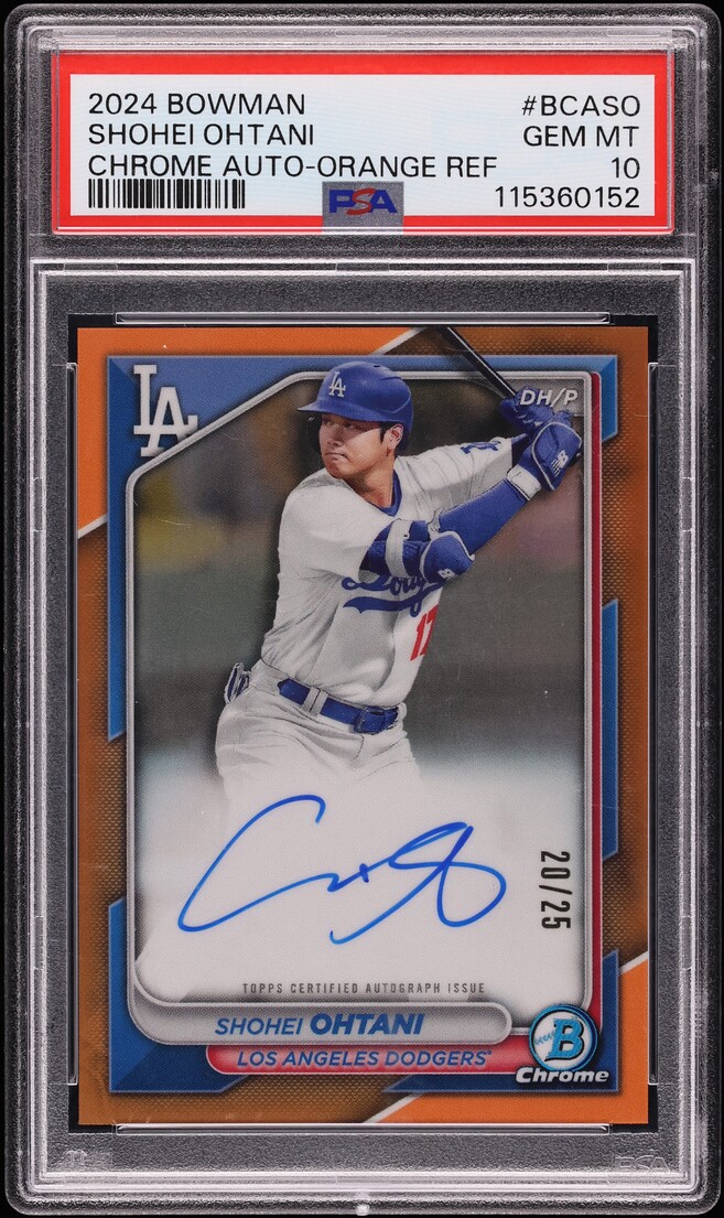 2024 Bowman Chrome Orange Refractor Shohei Ohtani AUTO /25 #BCA-SO PSA 10 GEM MINT