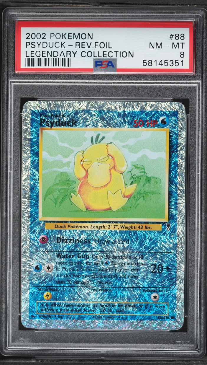 2002 Pokemon Legendary Collection Reverse Holo Psyduck #88 PSA 8 NM-MT