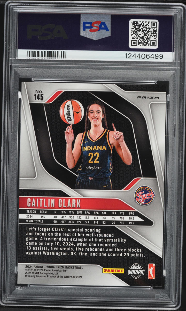 2024 Panini Prizm WNBA Blue Velocity Caitlin Clark ROOKIE #145 PSA 10 GEM MINT