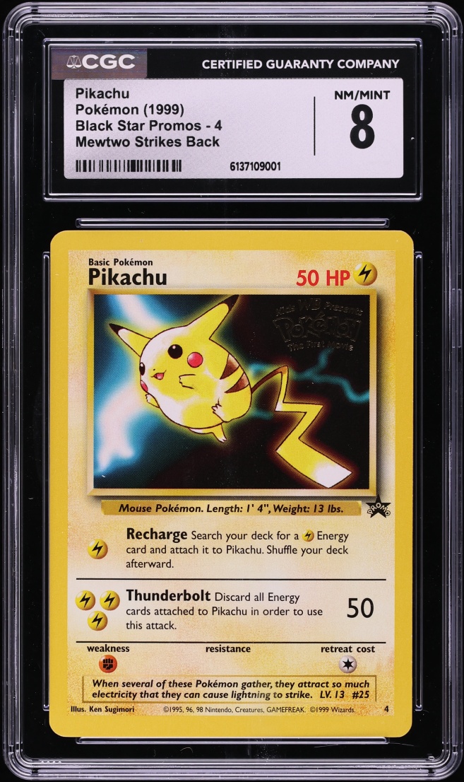 1999 Pokemon Promo Mewtwo Strikes Back Pikachu #4 CGC 8 NM-MT