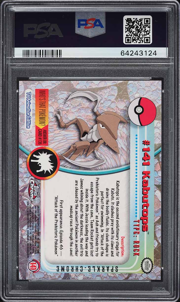 2000 Topps Chrome Pokemon Series 2 Sparkle Kabutops #141 PSA 10 GEM MINT