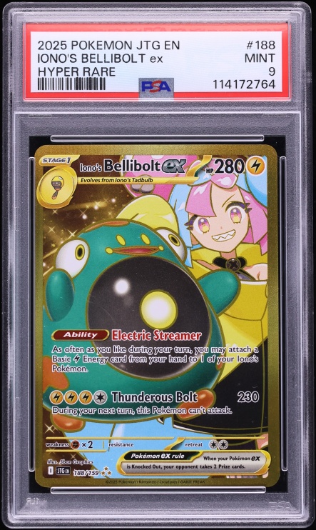 2025 Pokemon SV Journey Together Gold Rare Iono's Bellibolt ex #188 PSA 9 MINT