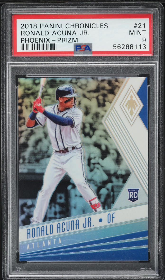 2018 Panini Chronicles Phoenix Prizm Ronald Acuna Jr. ROOKIE #21 PSA 9 MINT