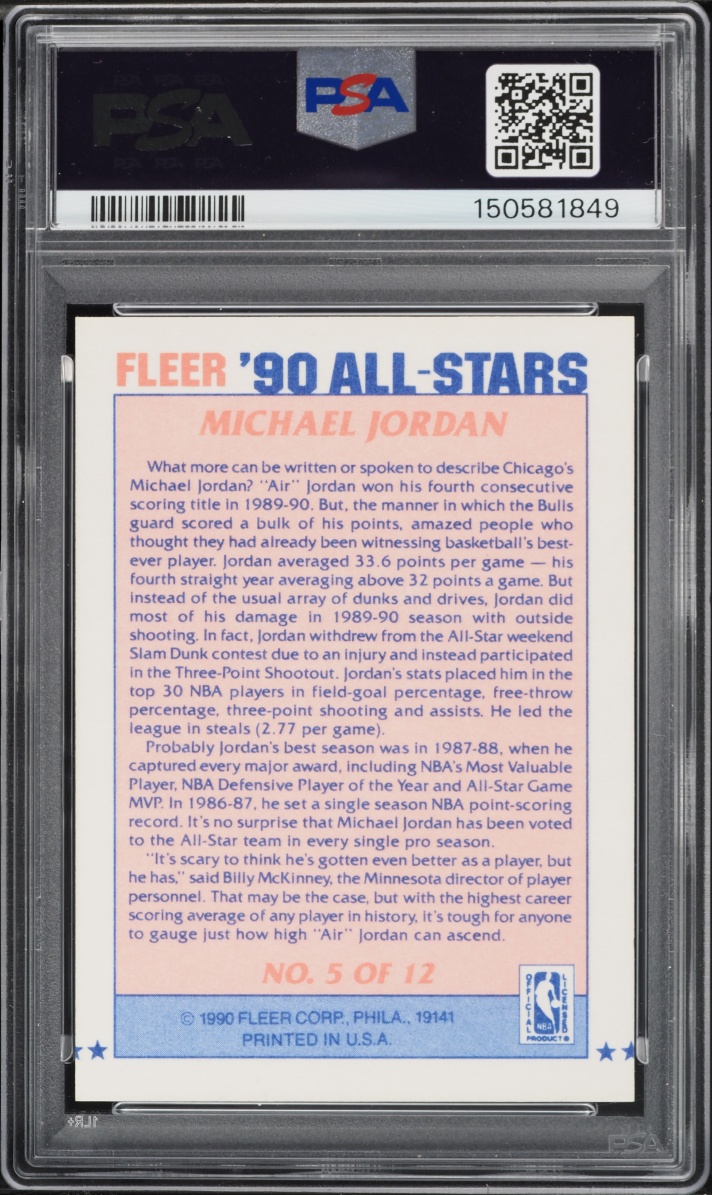 1990 Fleer All-Stars Michael Jordan #5 PSA 8 NM-MT