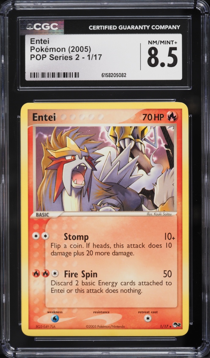 2005 Pokemon POP Series 2 Entei #1 CGC 8.5 NM-MT+