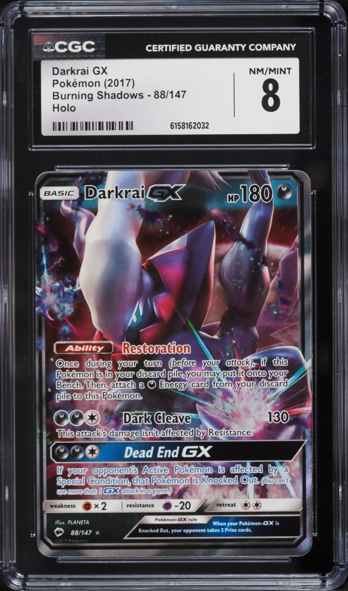 2017 Pokemon Sun & Moon Burning Shadows Holo Darkrai GX #88 CGC 8 NM-MT