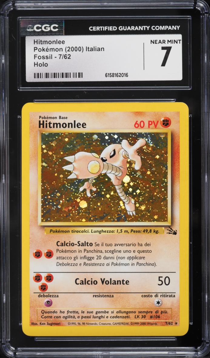 2000 Pokemon Italian Fossil Holo Hitmonlee #7 CGC 7 NRMT