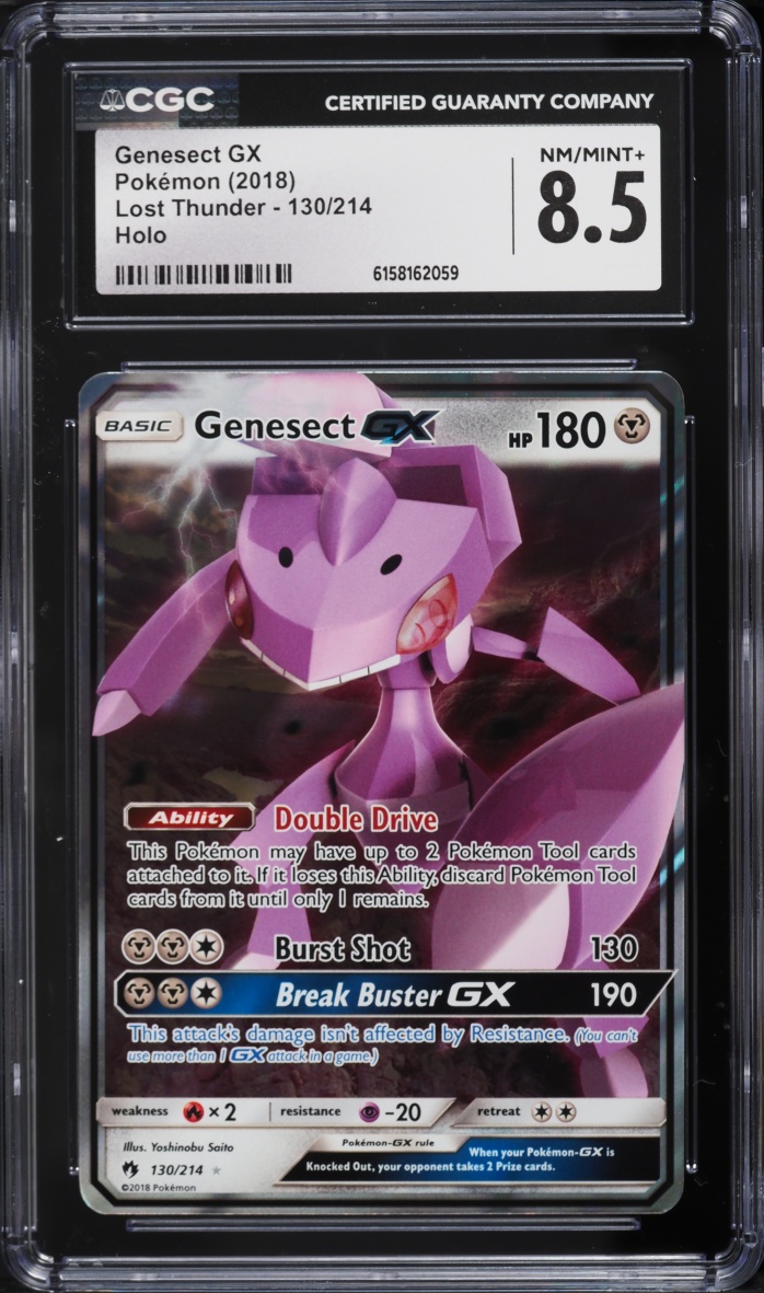 2018 Pokemon Sun & Moon Lost Thunder Holo Genesect GX #130 CGC 8.5 NM-MT+