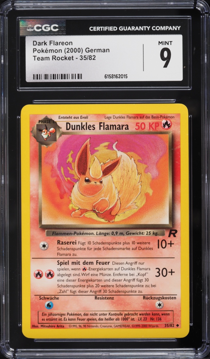 2000 Pokemon German Team Rocket Dark Flareon #35 CGC 9 MINT