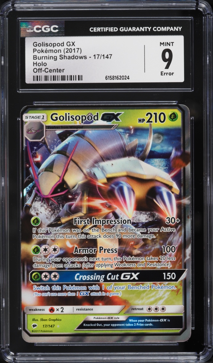 2017 Pokemon Sun & Moon Burning Shadows Holo Golisopod GX #17 CGC 9 MINT