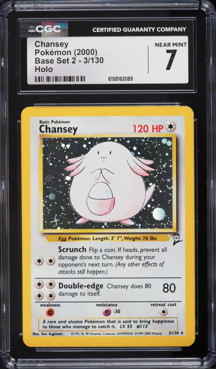 2000 Pokemon Base Set 2 Holo Chansey #3 CGC 7 NRMT