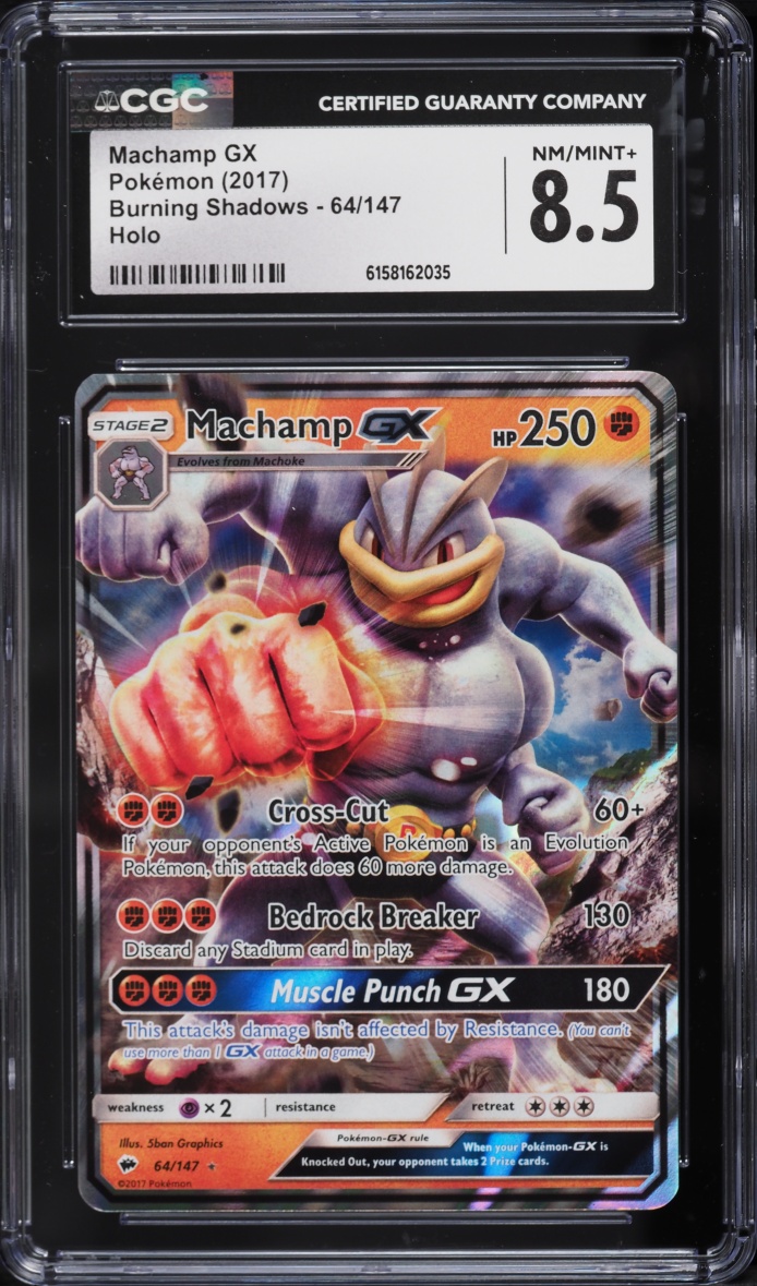 2017 Pokemon Sun & Moon Burning Shadows Holo Machamp GX #64 CGC 8.5 NM-MT+