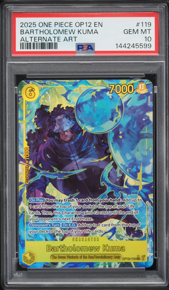 2025 One Piece Legacy Of The Master SEC Alt Art Bartholomew Kuma #OP12-119 PSA 10 GEM MINT