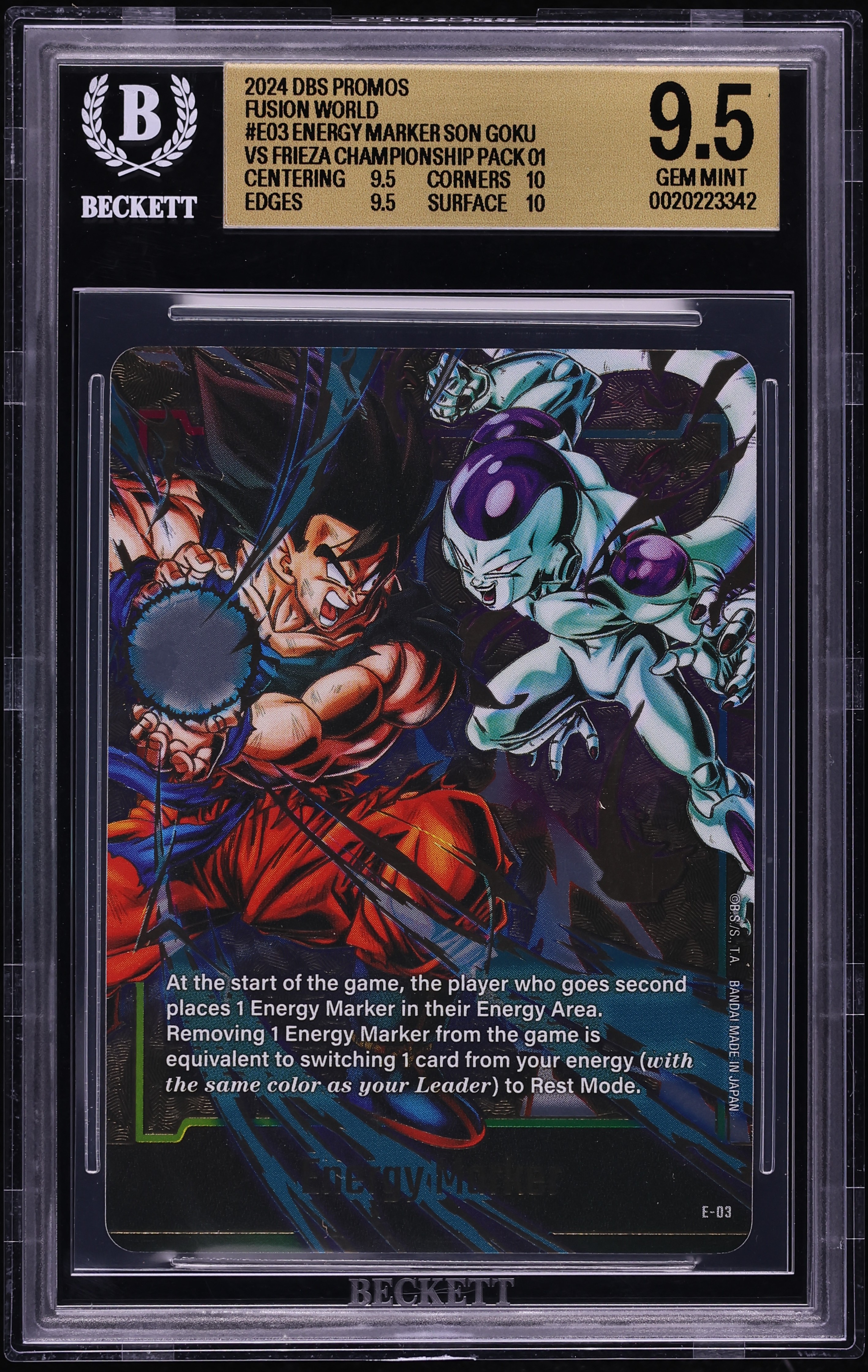 2024 Dragon Ball S Fusion World Promo Championship Pack 01 Energy Marker Goku Vs Frieza BGS 9.5