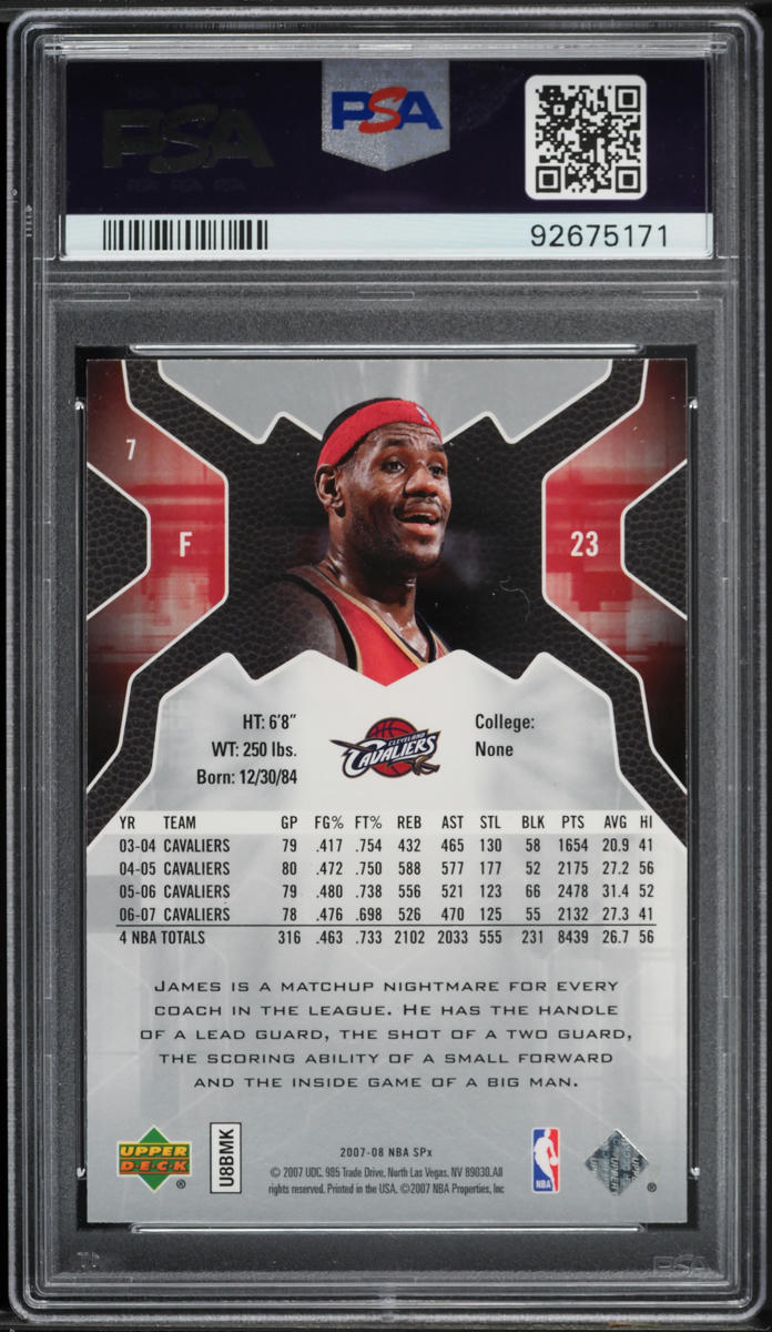 2007 SPx LeBron James #7 PSA 10 GEM MINT