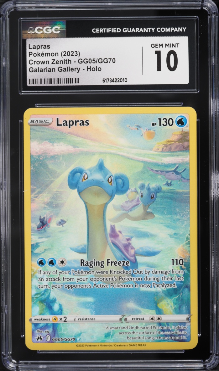 2023 Pokemon Sword & Shield Crown Zenith Galarian Gallery Full Art Lapras #GG05 CGC 10 GEM MINT