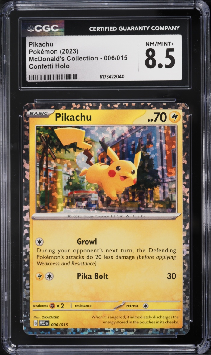 2023 Pokemon Scarlet & Violet McDonald's Collection Confetti Holo Pikachu #6 CGC 8.5 NM-MT+
