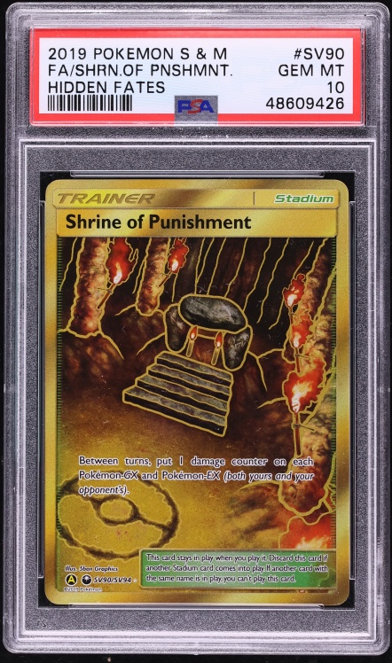 2019 Pokemon Sun & Moon Hidden Fates Gold Rare Shrine Of Punishment #SV90 PSA 10 GEM MINT